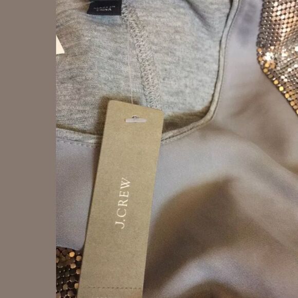 New j. Crew chiffon cotton gray silver sequin top - Picture 4 of 4